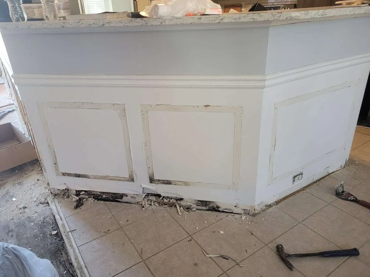 Water damage and mold on kitchen during Storm Damage Restoration in Murray